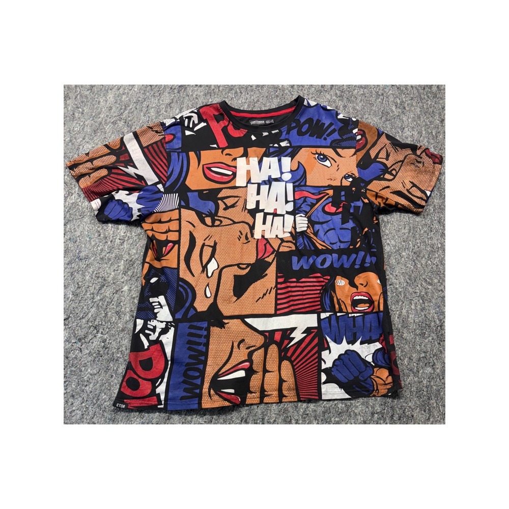Contender MCMLXXXVIII Mens 3XL Comic Book Pop Art All Over Print T-Shirt Black